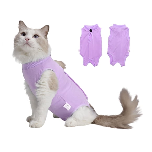 Riforla Solid Dog Recovery Suit Onesie After Pet Operation for Female Male Dogs Cats Solid Postoperative Snuggly Vest for Abdominal Weaning Licking Vest Pet Vest Purple L