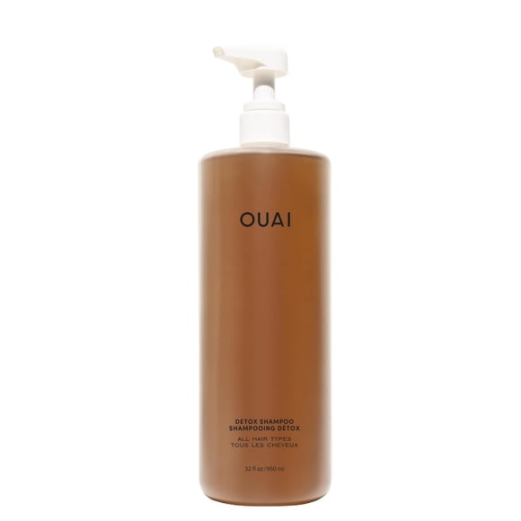 OUAI Detox Shampoo - Salon Size Clarifying Shampoo for Build Up, Dirt, Oil, Product and Hard Water - Apple Cider Vinegar & Keratin for Clean, Refreshed Hair - Sulfate-Free Hair Care, 32 Oz