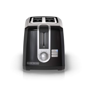BLACK+DECKER 2-Slice Toaster, Extra Wide Slots for Bagels & Thick Bread, 6 Browning Settings, Removable Crumb Tray, Cancel Button, 850W, Black
