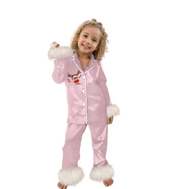 WEAIXIMIUNG Pyjama Décontracté Confortable pour Enfants, Mode, Imprimé Mignon, Ensemble Chemise à Manches Longues et Pantalon, Deux Pièces, 8-9 Ans