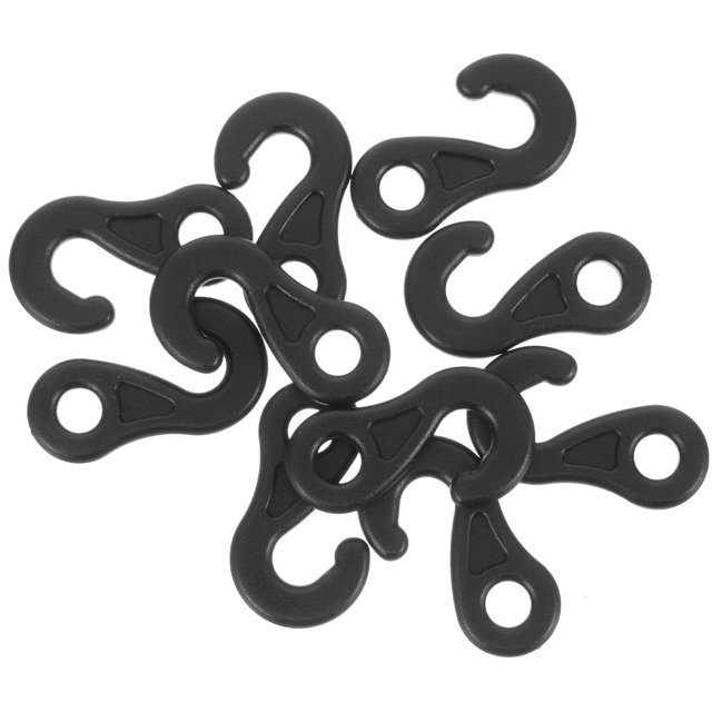 Dosaele 10 Pcs Pom Plastic Outdoor Hooks Canopy Tent Question Mark Light Ground Nail Wind Rope Connection Pom9 10pcs (black) up