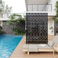 thumbnail image 1 of Edtara Outdoor Privacy Screen, Laser Cut Metal Divider Panel with Tropical Leaf Design, Freestanding and Weatherproof for Patio, Deck, Backyard, or Balcony, 1 of 8