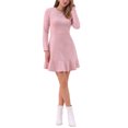 thumbnail image 1 of INSPIRE CHIC Robe Élégante à Volants pour Femme en Faux Suède à Col Rond à Manches Longues P Rose, 1 of 6