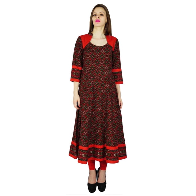 Phagun Designer Bandhani Indien Imprimé Femmes Coton Kurti Kurti Haut Tunique Robe