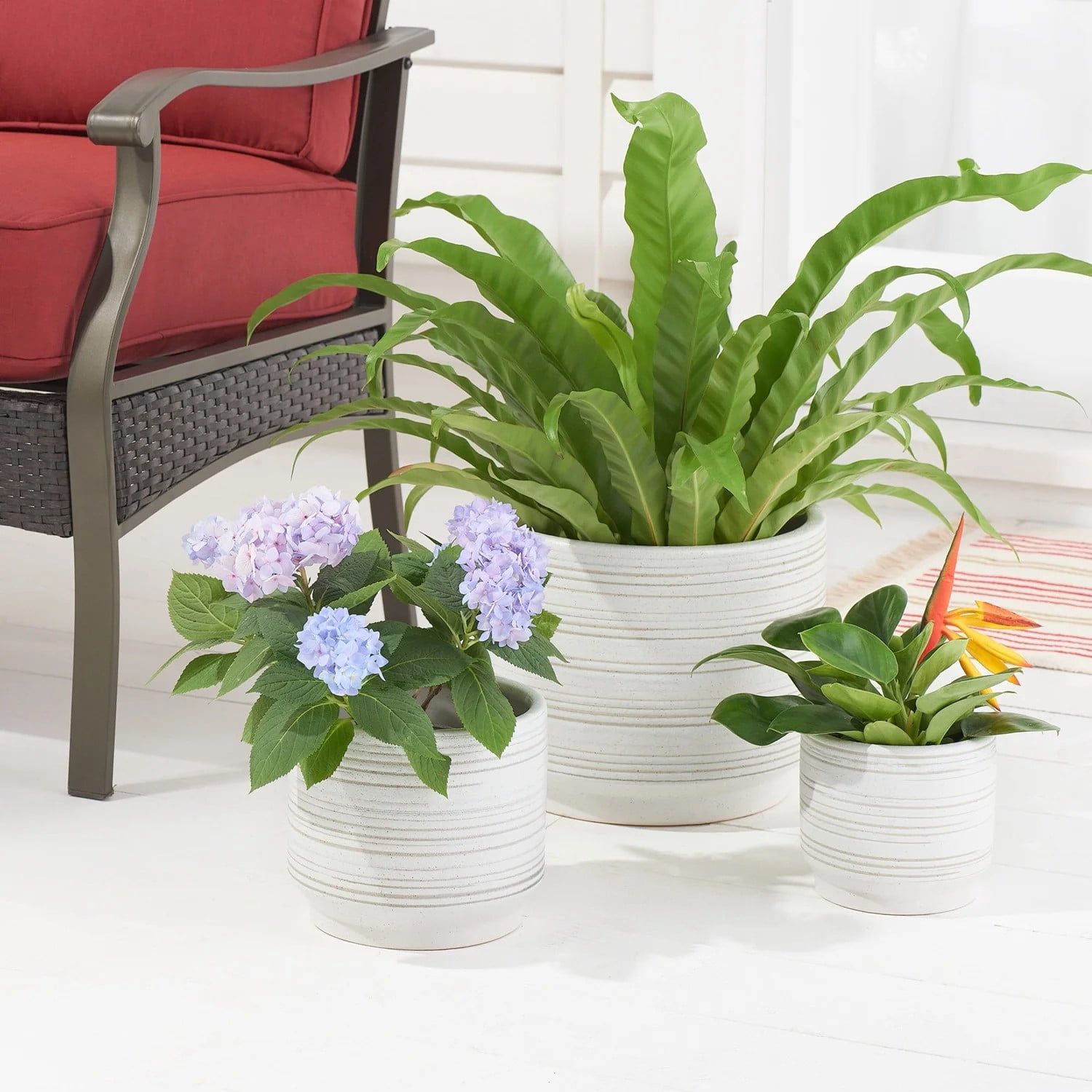 Better Homes & Gardens Céramique Pot à Rayures de 15,2 cm-Blanc