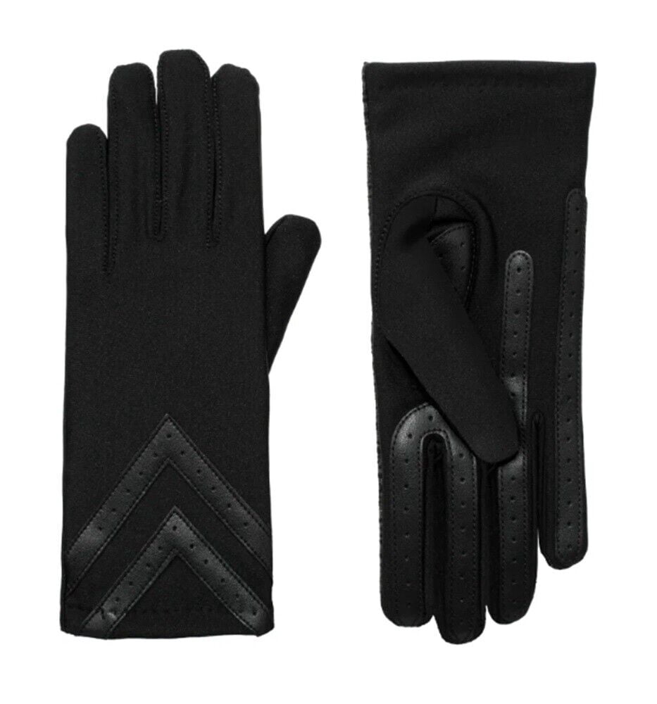 Isotoner Women' SmartDri Smartouch 3 Button Length Spandex Chevron Gloves - A30660 (Black, L/XL)