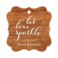 thumbnail image 1 of Darling Souvenir Custom Let Love Sparkle Wedding Hang Tags Personalized Fancy Frame Paper Tags -Rustic Wood-50 Tags, 1 of 1