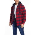 thumbnail image 3 of MAWCLOS Men's Flannel Hooded Coat Winter Plaid Jackets Black Red S, 3 of 7