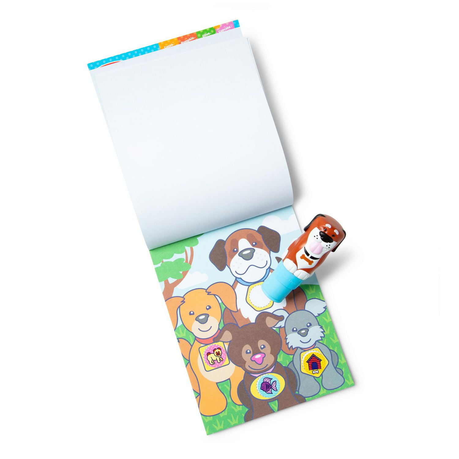 Melissa & Doug Autocollant WOW ! ™ 24 pages Pad d’activité et Autocollant Stamper, 300 autocollants, Arts et artisanat Fidget Toy personnage de collection - Chien