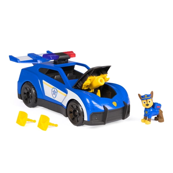 PAW Patrol: Search & Rescue, Voiture de patrouille Chase avec figurine et 2 projectiles, effets sonores et lumineux, lance-projectile caché, jouets pour garçons et filles à partir de 3 ans