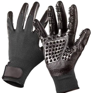 Gants de Toilette pour Animaux de Compagnie Gant Doux pour Les Animaux, Parfaits pour Le Massage et la Récupération des Poils de Chiens, de Chats, de Chevaux (Noir)