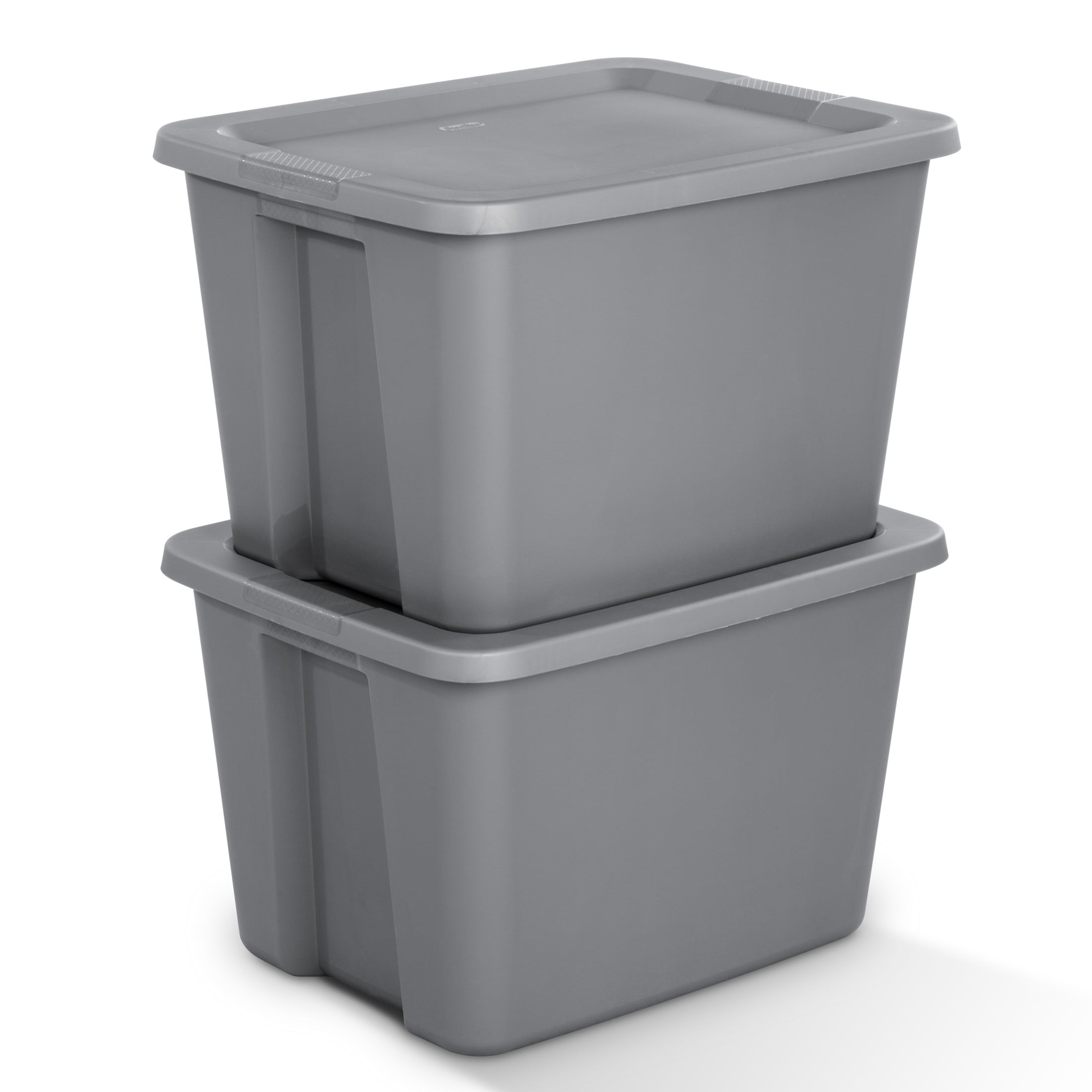 Sterilite 68 Liter, Tote  Plastic Storage Bin, Snap-on Lid with Sure-Grip Handles, Stackable, Gray - 8PK