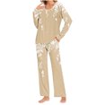 thumbnail image 1 of Rbaofujie Ladies Nightgowns Ladies' Gradient Printed Casual Top Pants Pajama Set Plus Size Robe, 1 of 6