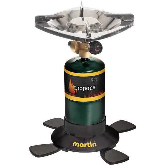 MARTIN Propane Camping Stove - Bottletop Single Burner Adjustable Stove; Compact and Portable 10,000 BTU Gas Burner; Ideal for Camping, Fishing, Backpacking, Hiking, Hunting, Survival and Emergencies