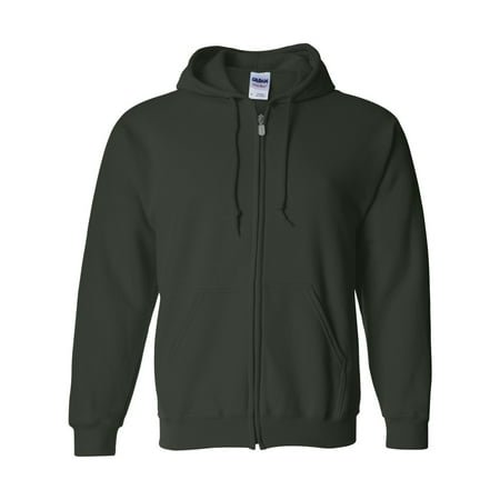 Gildan Heavy Blendâ„¢ Chandail à Capuchon à Fermeture Éclair Intégrale 18600 de Couleur Vert Foncé. Ce Chandail à Capuchon pour Homme Présente une Fermeture Éclair Pleine Longueur, une Capuche à Cordon de Serrage Ajustable et des Poches avant. Fabriqué en Tissu Lourd, Il Est Conçu pour le Confort et la Durabilité.
