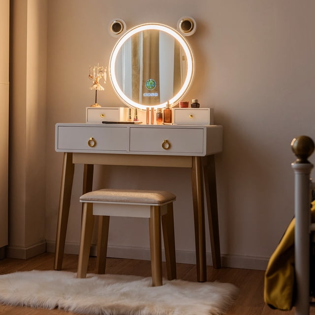Costway Coiffeuse avec Miroir à Gradation à Écran Tactile