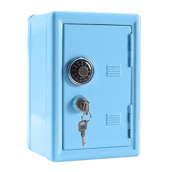 7.1x4.7x3.9in Metal Money Safe - Dual Lock Savings Box with Key & Password (Birthday/Christmas Gift)