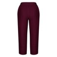 thumbnail image 5 of RXIRUCGD Women's Summer Comfortable Loose Wide Legged Fashion Solid Color Capris, Wine, Size: L, 5 of 5