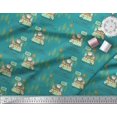 thumbnail image 3 of Soimoi Moss Georgette Fabric Rabbit,Van & Suitcase Travel Printed Fabric 1 Yard 42 Inch Wide, 3 of 3