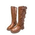 thumbnail image 2 of Prix Réduit! Aqestyerly Bottes d'Hiver pour Femmes Femmes Chaussures à Talon Moyen Boucle de Ceinture Hauteur Genou Rétro Cowboy Cavalier Punk, 2 of 6