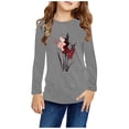 thumbnail image 1 of RXIRUCGD Chemises à Manches Longues pour Filles, Col Rond Mignon, Blouses Décontractées Élégantes (Gris, Taille : 7 Ans), 1 of 5