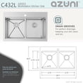 thumbnail image 3 of Azuni Topmount 31 ¼" Stainless Steel Double Bowl Workstation Kitchen Sink with 6 Accessories C432L, 3 of 14