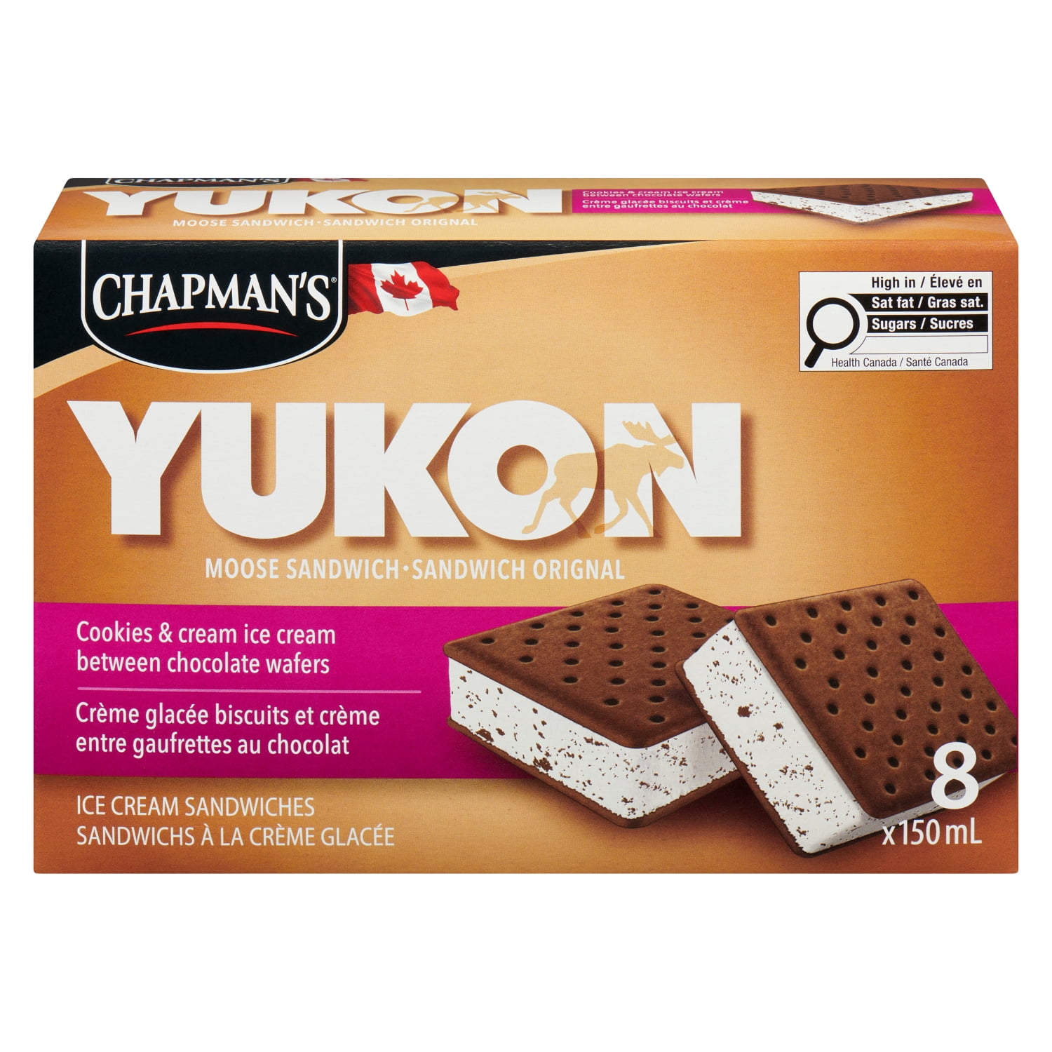 Chapman's Yukon Orignal Biscuits & Crème Sandwich à la Crème Glacée en Boîte 8 x 150mL