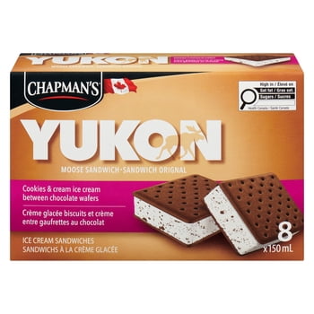 Chapman's Yukon Moose Cookies & Cream Ice Cream Sandwich in a Box, 8 x 150mL