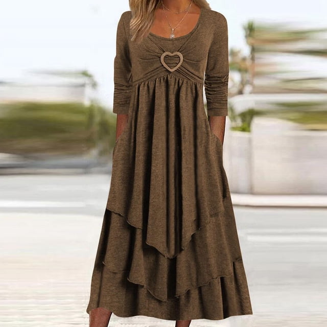 DPTALR Robe Longue de Soirée pour Femmes Aguichant à Manches Trois Quarts, Dos Nu, en Dentelle Patchwork