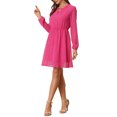 thumbnail image 4 of INSPIRE CHIC Robe pour Femme Dorure Étoile Col en V Manches Longues Robe de Soirée Évasée Ligne A TP Rose Vif, 4 of 6