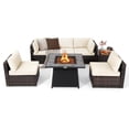 thumbnail image 2 of Costway Ensemble de Mobilier de Patio 7 Pcs avec Table de Foyer au Gaz Propane de 35 Pouces et Housse Imperméable Blanc, 2 of 10