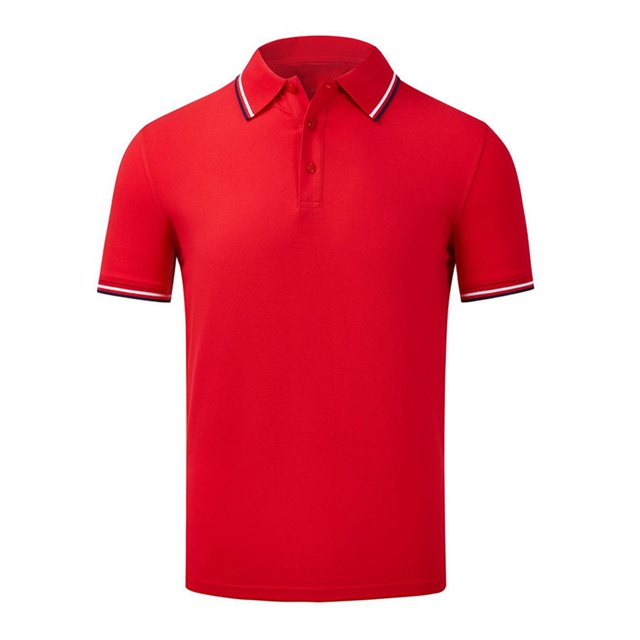 UKAP Chemise Homme Polo à Col à Revers Deux Boutons Blouse Douce de Printemps Grand Rouge (2099) L
