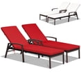 thumbnail image 2 of Costway Ensemble de 2 Chaises Longues de Patio en Rotin Chaise Longue d'Extérieur Inclinable Bain de Soleil, 2 of 10