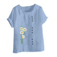 thumbnail image 4 of CHUANK Chemises pour Femmes Dames Liquidation T-Shirts d'Été Décontractés pour Femmes Col Rond Manches Courtes Imprimé Floral Chemise Ample Hauts, 4 of 4