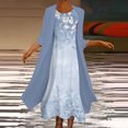 thumbnail image 2 of Vente de Liquidation Robe Deux Pièces Ample à Imprimé pour Femme Grande Taille, Manches 3/4, Col Rond, Jupe, 2 of 6