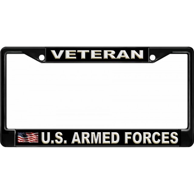 U.S. Armed Forces Veteran Black License Plate Frame