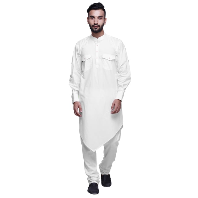 Atasi Kurta Asymétrique Chemise Décontractée Boutonnée Coton Kurta Décontractée Homme
