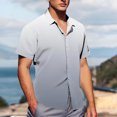 thumbnail image 4 of Pisexur T Shirts for Man , Chemise Blouse à Manches Courtes Boutonnée à Col Rabattu Imprimée Décontractée pour Homme Gris, 2TG Chemises de Golf pour Hommes et Chemises pour Hommes, 4 of 7