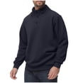 thumbnail image 2 of Timegard Mens Sweatshirts Fuzzy Fall Winter Stand Collar Pullover Button Long Sleeve Casual Comfy Tops, 2 of 8