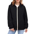 thumbnail image 1 of Comdrip Veste Légère pour Femmes! Veste Chaude Coupe-Vent Imperméable à Blocs de Couleur pour Femmes, Coupe-Vent d'Extérieur, Veste de Randonnée, Veste de Randonnée pour Femmes, Légère, Noire, 2TG, 1 of 5