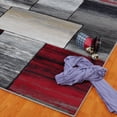 thumbnail image 2 of Ladole Rugs Red / Blue Grey Black Contemporary Geometric Design Modern Area Rug Carpet Approx. 3x5, 3x10, 4x6, 5x7, 8x10, 9x12 Feet, 2 of 5