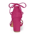 thumbnail image 4 of BLISSFUL STEP Sandales pour Femmes Unies d'Été à Talons Blocs à Lacets Rose Vif 7, 4 of 8