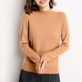 thumbnail image 4 of VgaVtl Cotton Womens Sweater Turtleneck Long Sleeve Womens Sweaters Fall Gold Relaxed Fit Knit Solid Color Layering Sweaters, 4 of 7