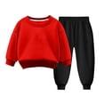 thumbnail image 2 of Pisexur Ensemble 2 Pcs pour Bébé Filles Garçons Automne Hiver Mode Décontractée Polaire Couleur Unie Manches Longues Col Rond Chandails en Molleton et Pantalons Vêtements de Détente Ensemble de Survêtement pour Enfants 3-8 Ans, 2 of 4