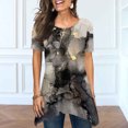 thumbnail image 2 of Hauts d'Été pour Femmes 2023 Coupe Ample Col Rond Manches Courtes T-Shirts T-Shirts Graphiques Étoiles et Rayures Blouses Décontractées et Confortables, 2 of 5