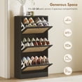 thumbnail image 4 of HOMCOM Rattan Shoe Storage Cabinet Organizer with 3 Flip Drawers, 4 of 10