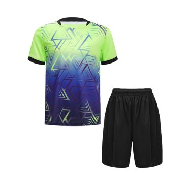 Aislor Boys Football Kit Quick Dry Moisture Wicking Soccer Jersey with Shorts Set Football Practice Outfits Fluorescent Green 6