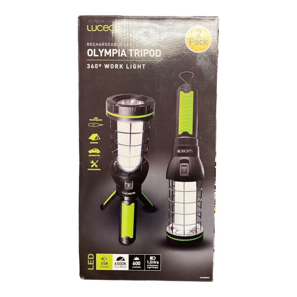 Luceco Trépied Rechargeable Olympia Lumière de Travail 360° Ensemble Double