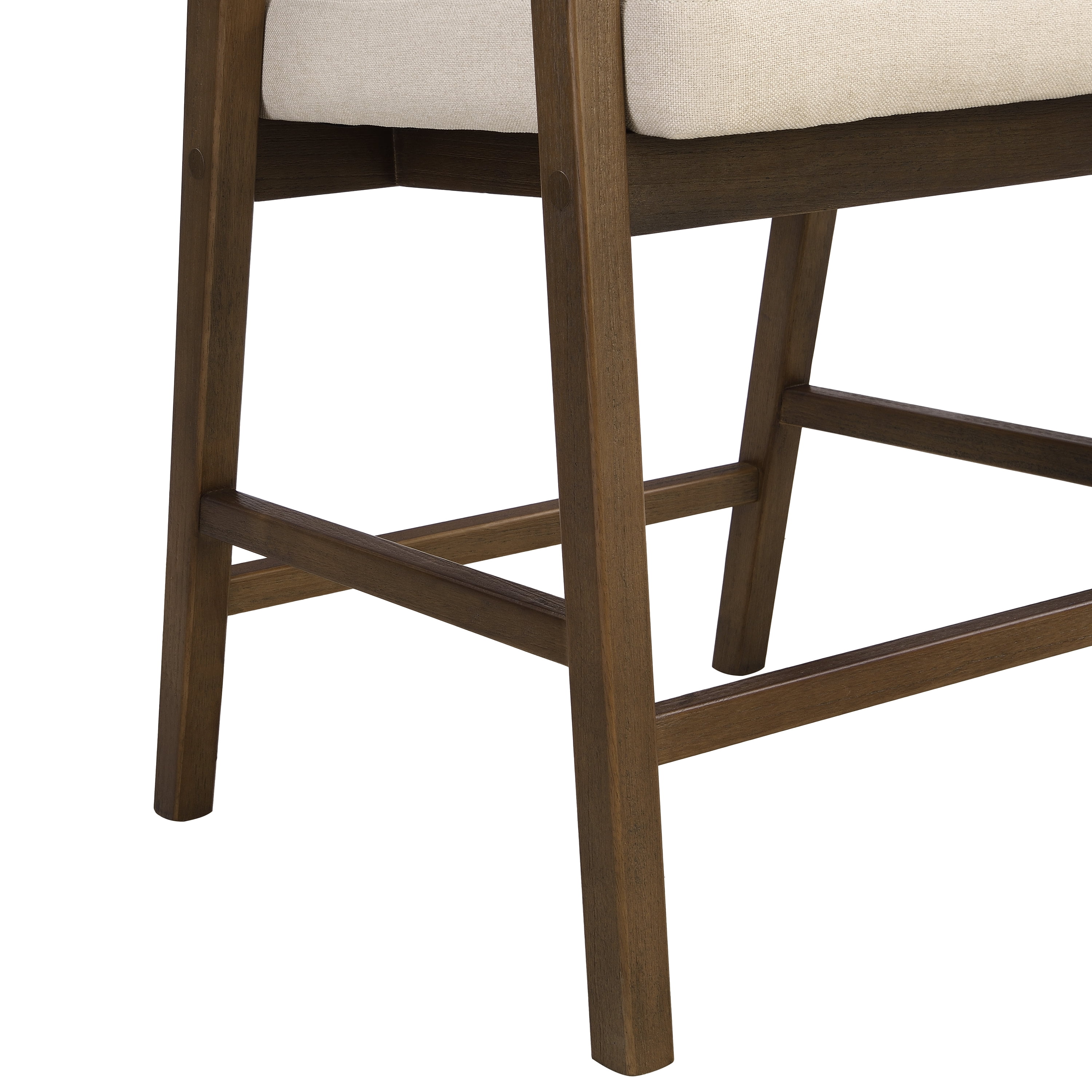 Noble House Wooden Frame Counter Stool Set of 2,Rattan Back with Rubberwood Frame,Beige+Walnut