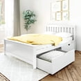 thumbnail image 1 of BEDSMART Lit Double en Bois Massif avec Rangement / Blanc, 1 of 7